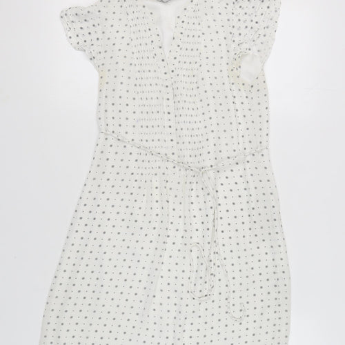 H&M Women's White Polka Dot Shift Dress Size 10