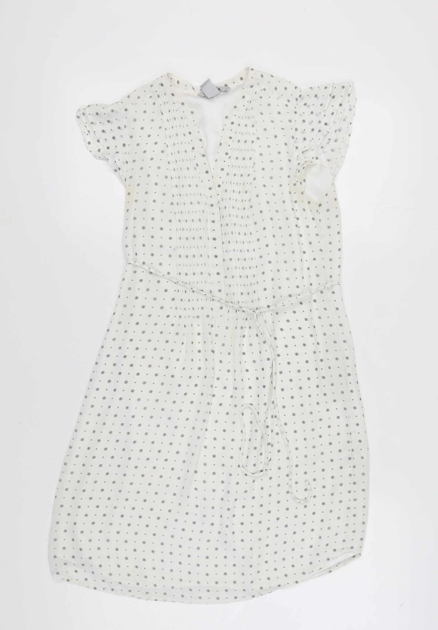 H&M Women's White Polka Dot Shift Dress Size 10