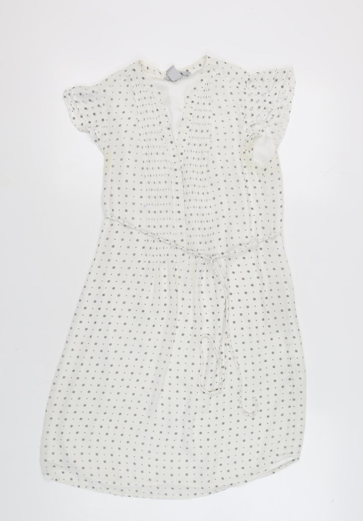 H&M Women's White Polka Dot Shift Dress Size 10