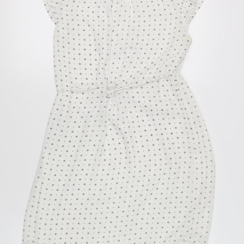 H&M Women's White Polka Dot Shift Dress Size 10