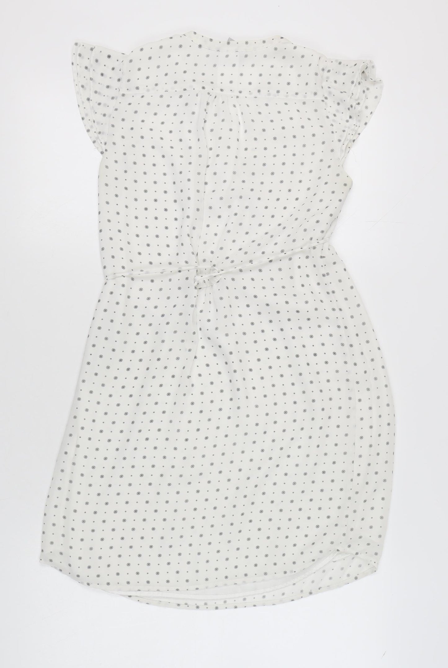 H&M Women's White Polka Dot Shift Dress Size 10