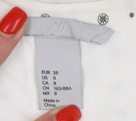 H&M Women's White Polka Dot Shift Dress Size 10
