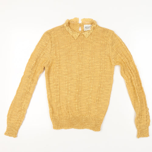 Debenhams Women's Yellow Cable-Knit Pullover Jumper Medium
