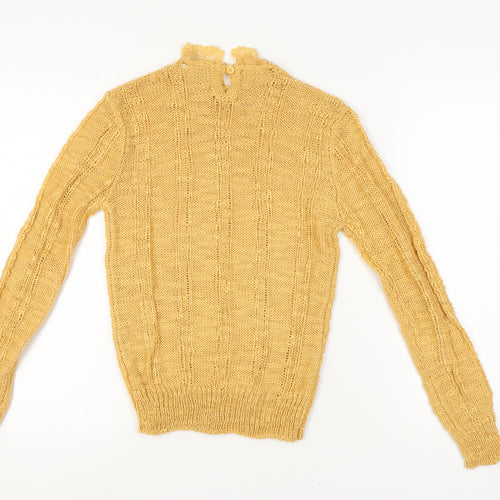 Debenhams Women's Yellow Cable-Knit Pullover Jumper Medium