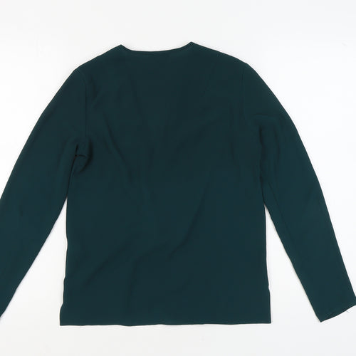 Topshop Women's Green Wrap Blouse UK 8 Long Sleeve