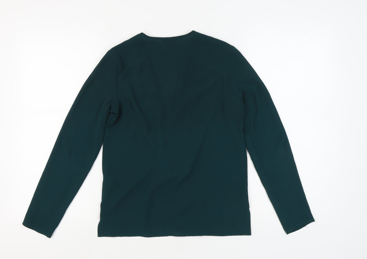 Topshop Women's Green Wrap Blouse UK 8 Long Sleeve