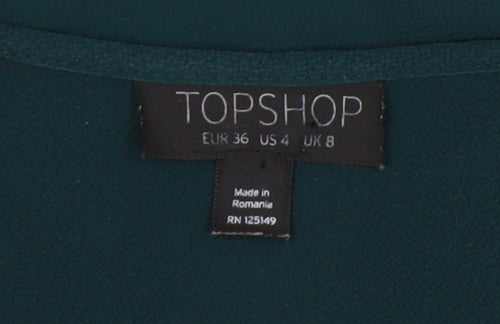 Topshop Women's Green Wrap Blouse UK 8 Long Sleeve