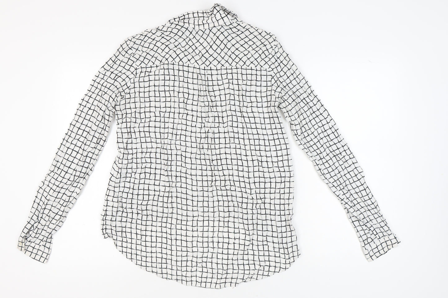 Topshop Tall Women's White Check Button-Up Shirt Size 10