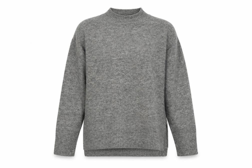 Front view of H&M Women's Grey Pullover Round Neck Jumper, XS