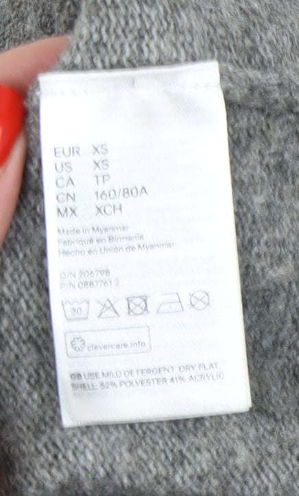 H&M Women's Grey Pullover Round Neck Jumper, XS