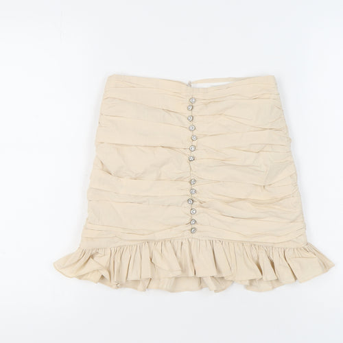 Zara Women's Beige Ruffle Short Skirt Size S