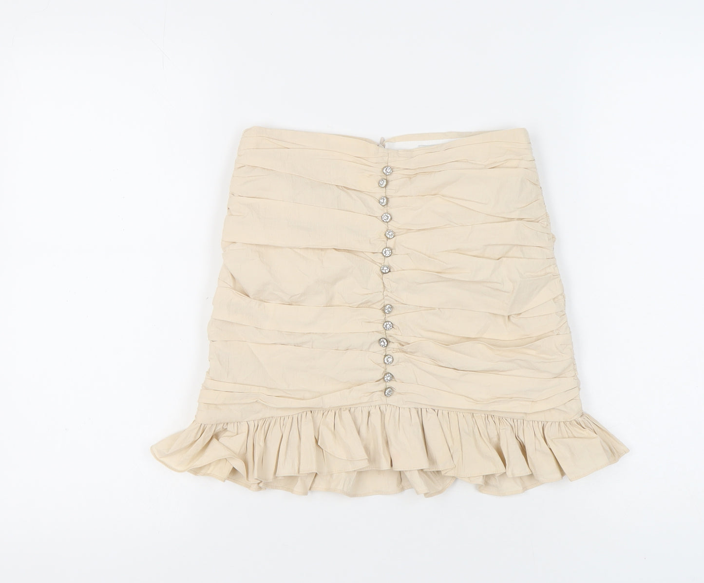 Zara Women's Beige Ruffle Short Skirt Size S