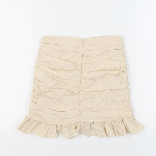 Zara Women's Beige Ruffle Short Skirt Size S