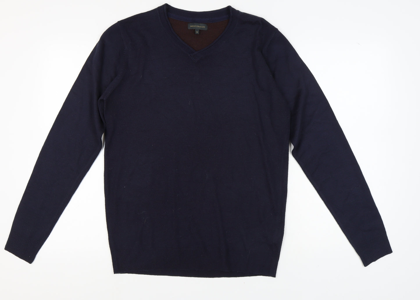 Industrialize Men's Blue V-Neck Pullover Jumper M