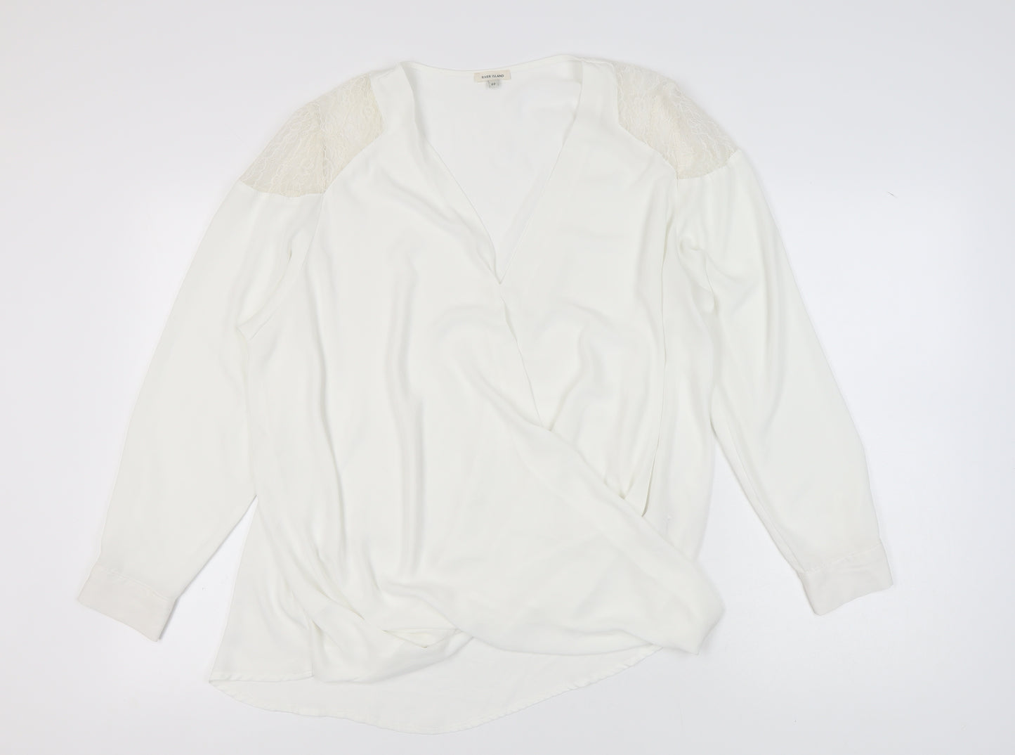 River Island Women's Ivory Lace Wrap Blouse Size 22