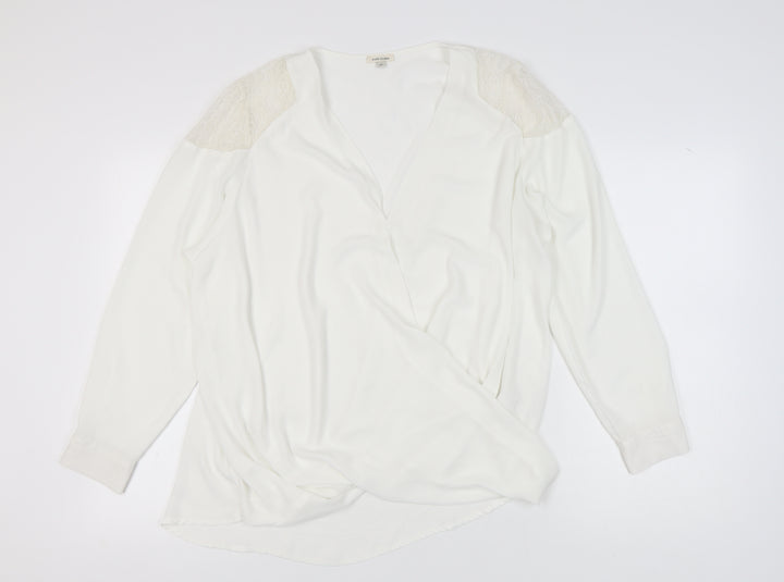 River Island Women's Ivory Lace Wrap Blouse Size 22