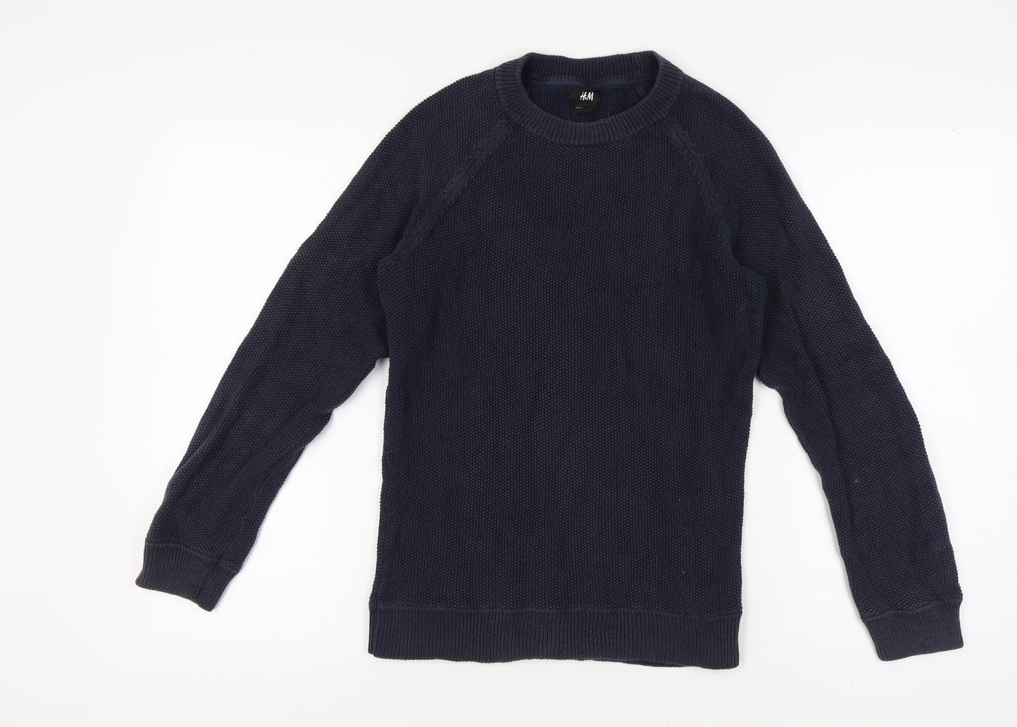 H&M Men's Black Pullover Jumper, Size S, Chunky Knit