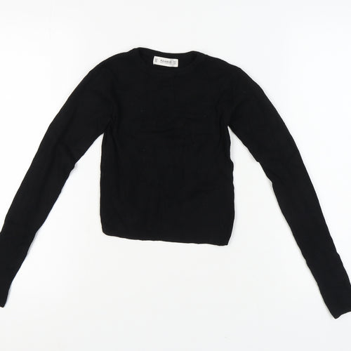 Pull&Bear Women’s Black XS Cropped Crew Neck Jumper