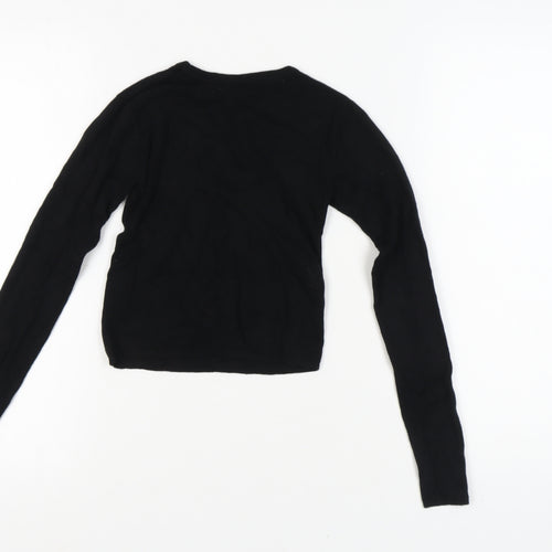 Pull&Bear Women’s Black XS Cropped Crew Neck Jumper