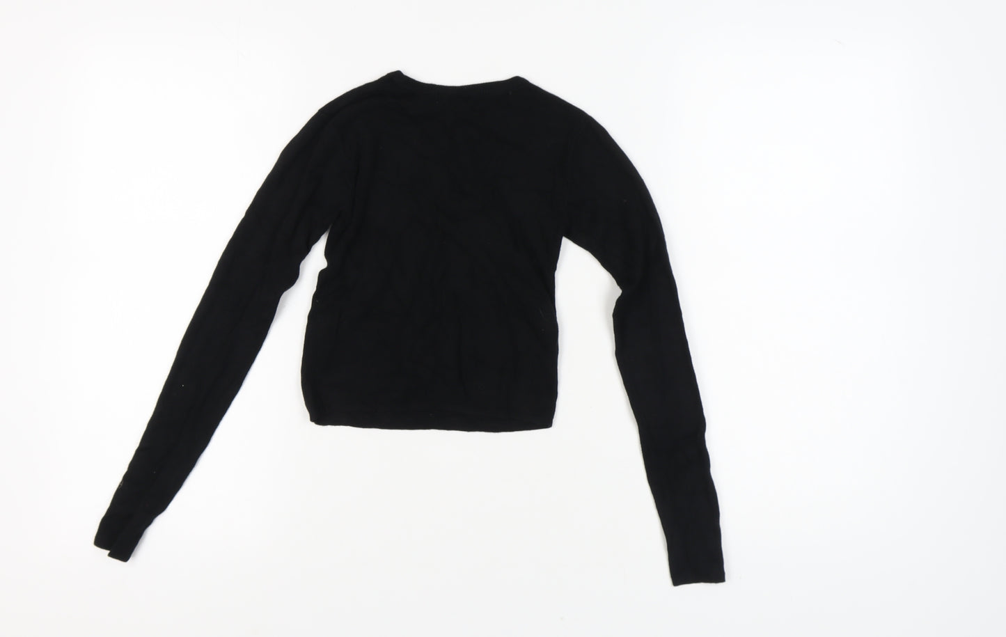 Pull&Bear Women’s Black XS Cropped Crew Neck Jumper