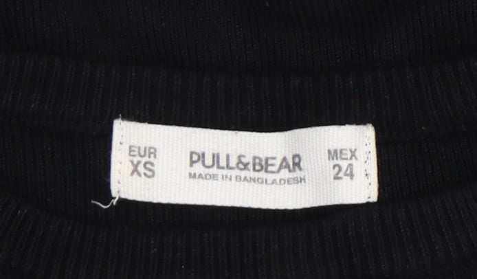 Pull&Bear Women’s Black XS Cropped Crew Neck Jumper