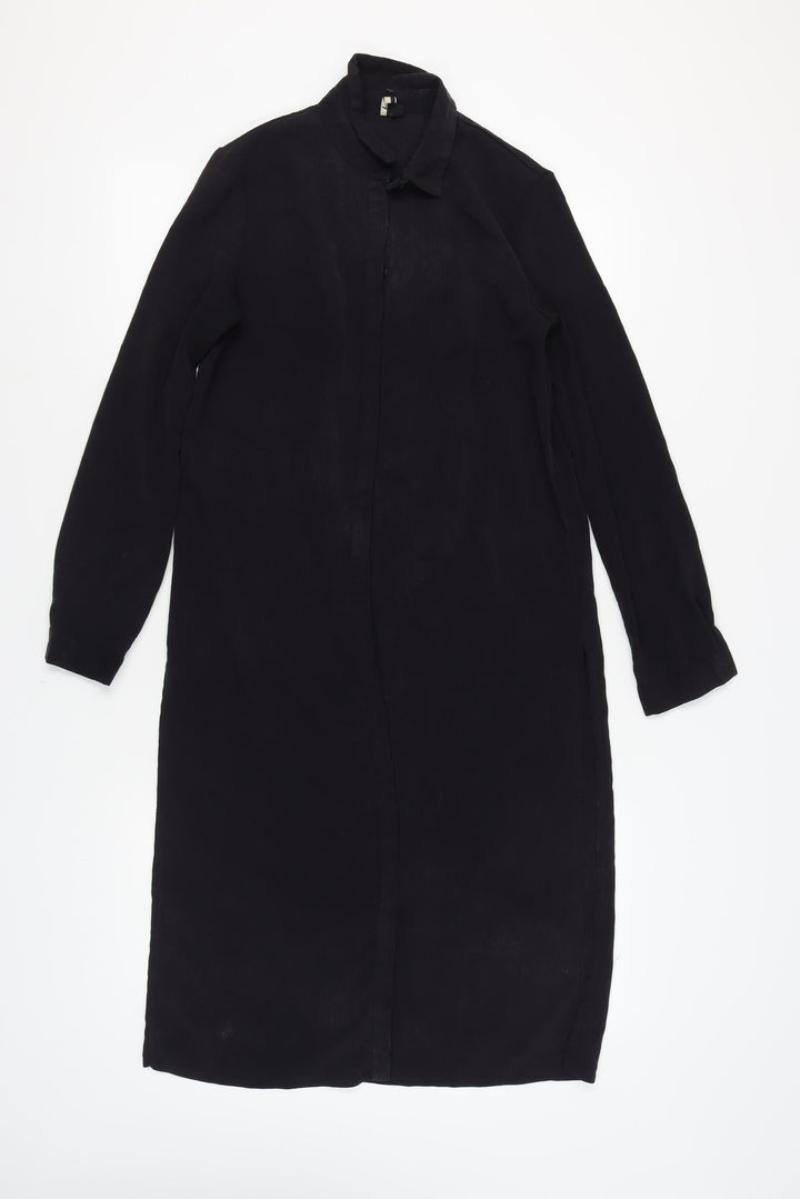 Topshop Women's Black Collared Shirt Dress - Size 12