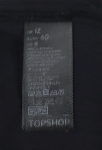 Topshop Women's Black Collared Shirt Dress - Size 12