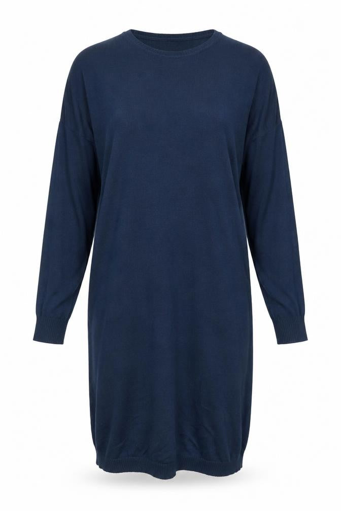 Front view of ABACI Women's Blue Long Sleeve Shift Dress S/M