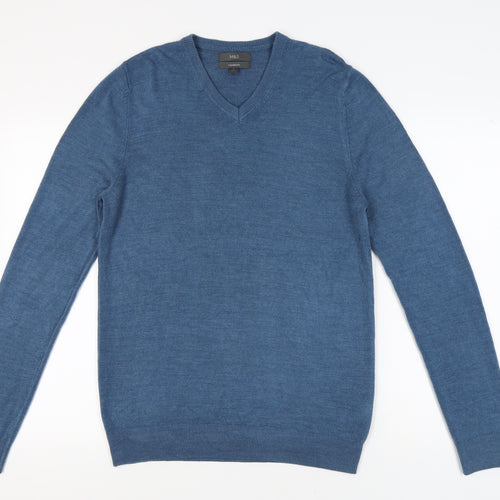 Marks and Spencer Men's Blue V-Neck Pullover Jumper - M