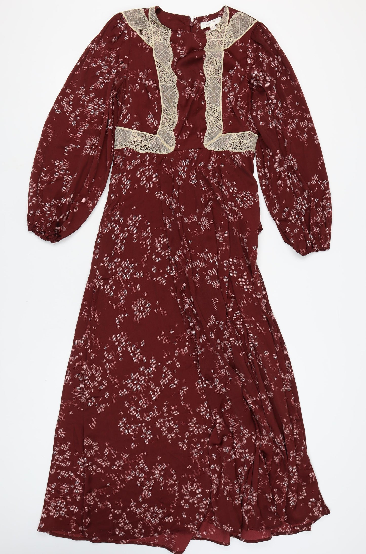 Marks and Spencer Women's Red Size 8 A-Line Long Floral Dress