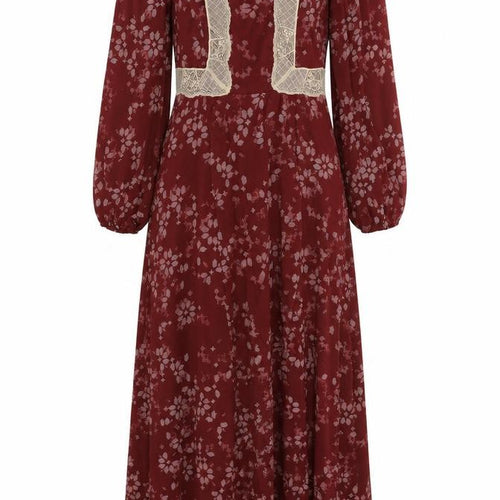 Marks and Spencer Women's Red Size 8 A-Line Long Floral Dress
