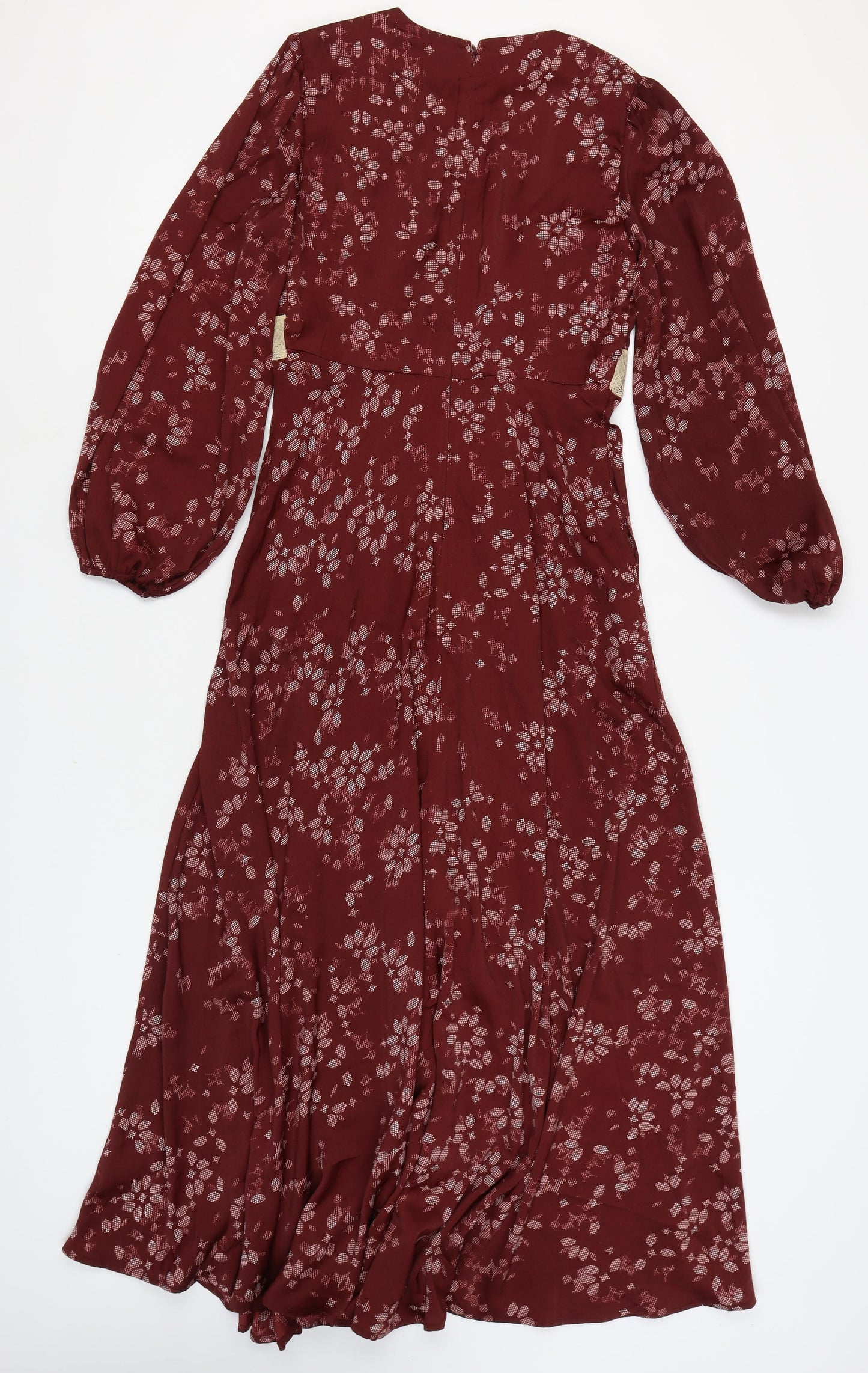 Marks and Spencer Women's Red Size 8 A-Line Long Floral Dress