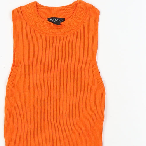 Topshop Women's Orange Tank, Size 6, Crew Neck Knit