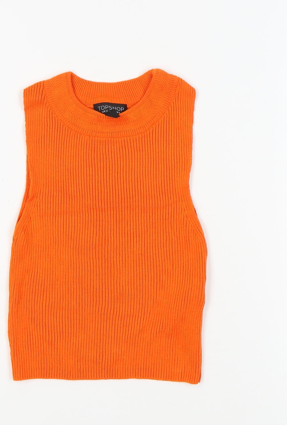 Topshop Women's Orange Tank, Size 6, Crew Neck Knit
