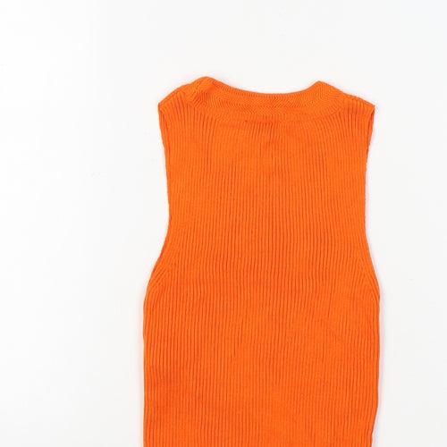 Topshop Women's Orange Tank, Size 6, Crew Neck Knit