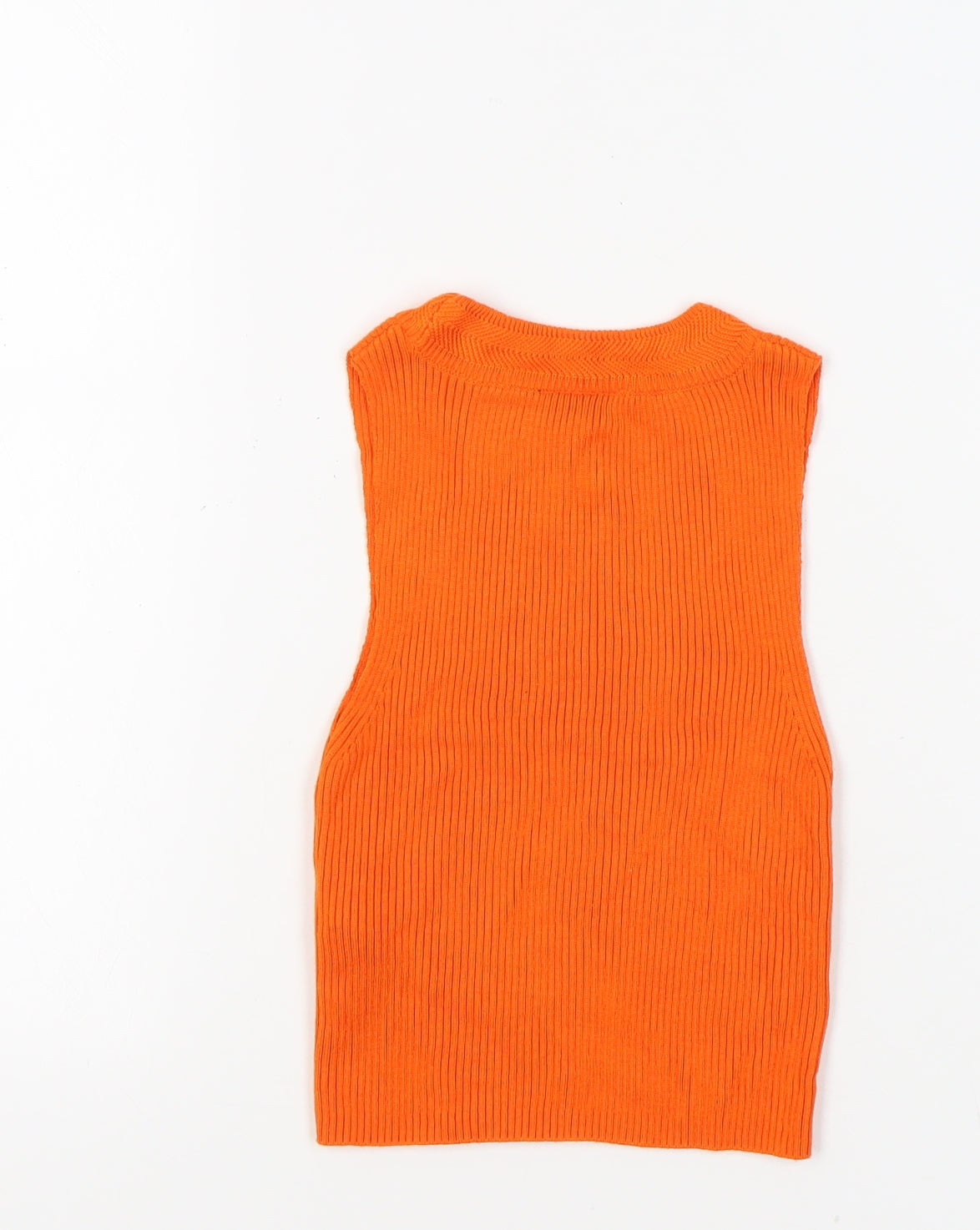 Topshop Women's Orange Tank, Size 6, Crew Neck Knit
