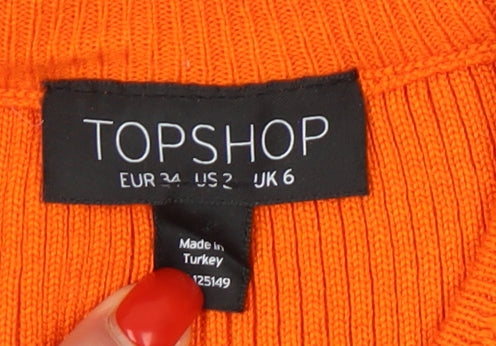 Topshop Women's Orange Tank, Size 6, Crew Neck Knit