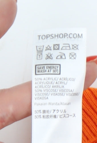 Topshop Women's Orange Tank, Size 6, Crew Neck Knit