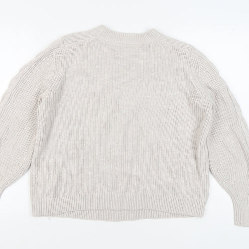 Marks and Spencer Women's Beige Cable-Knit Jumper, L