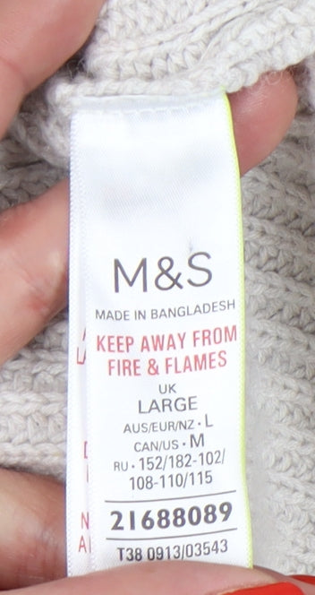 Marks and Spencer Women's Beige Cable-Knit Jumper, L