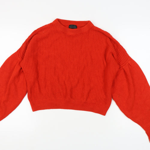 Topshop Women's Red Waffle Knit Pullover Jumper Size 8