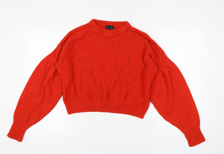 Topshop Women's Red Waffle Knit Pullover Jumper Size 8