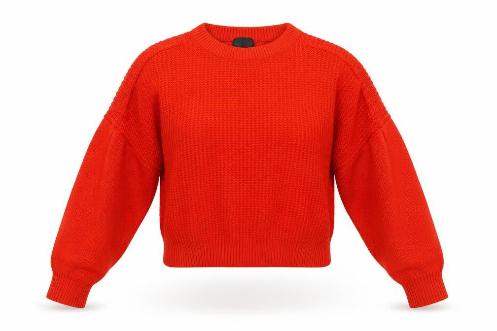 Front view of Topshop Women's Red Waffle Knit jumper, size 8