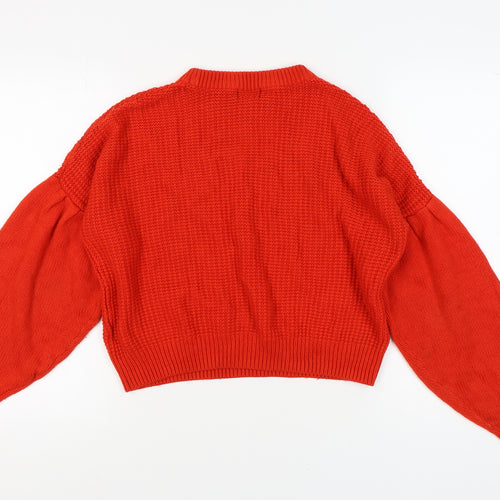 Topshop Women's Red Waffle Knit Pullover Jumper Size 8