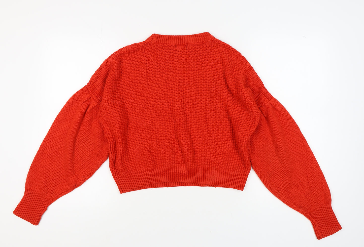Topshop Women's Red Waffle Knit Pullover Jumper Size 8