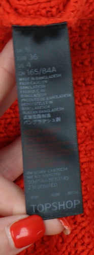 Topshop Women's Red Waffle Knit Pullover Jumper Size 8