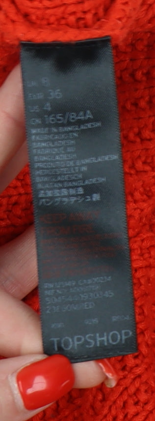 Topshop Women's Red Waffle Knit Pullover Jumper Size 8