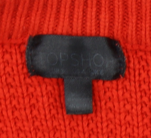 Topshop Women's Red Waffle Knit Pullover Jumper Size 8