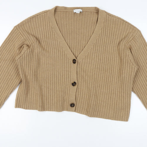 Topshop Women's Beige V-Neck Cardigan - Size M