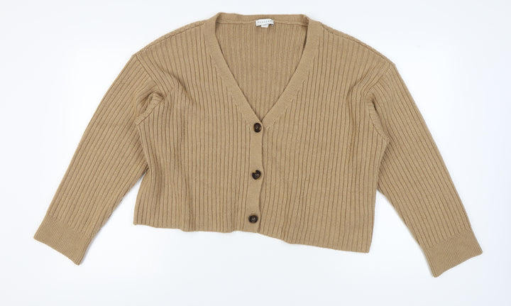 Topshop Women's Beige V-Neck Cardigan - Size M